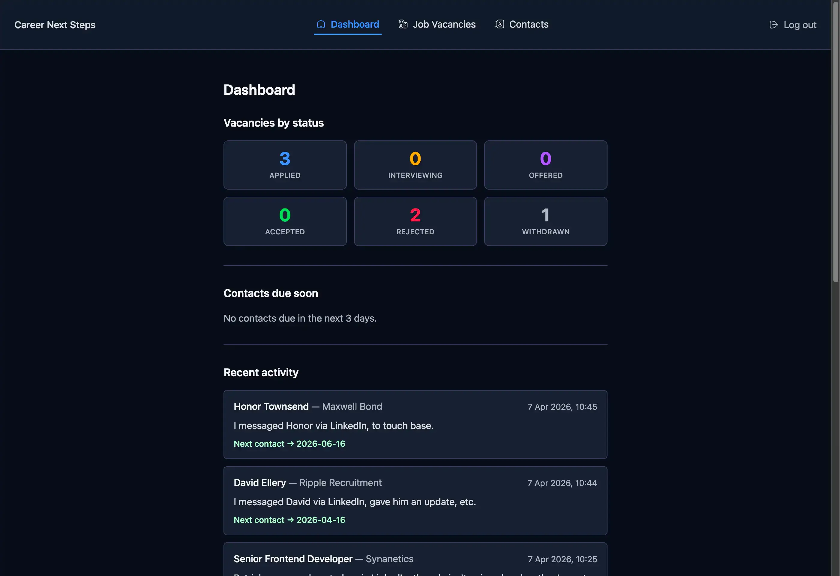 Original design of Career Next Steps